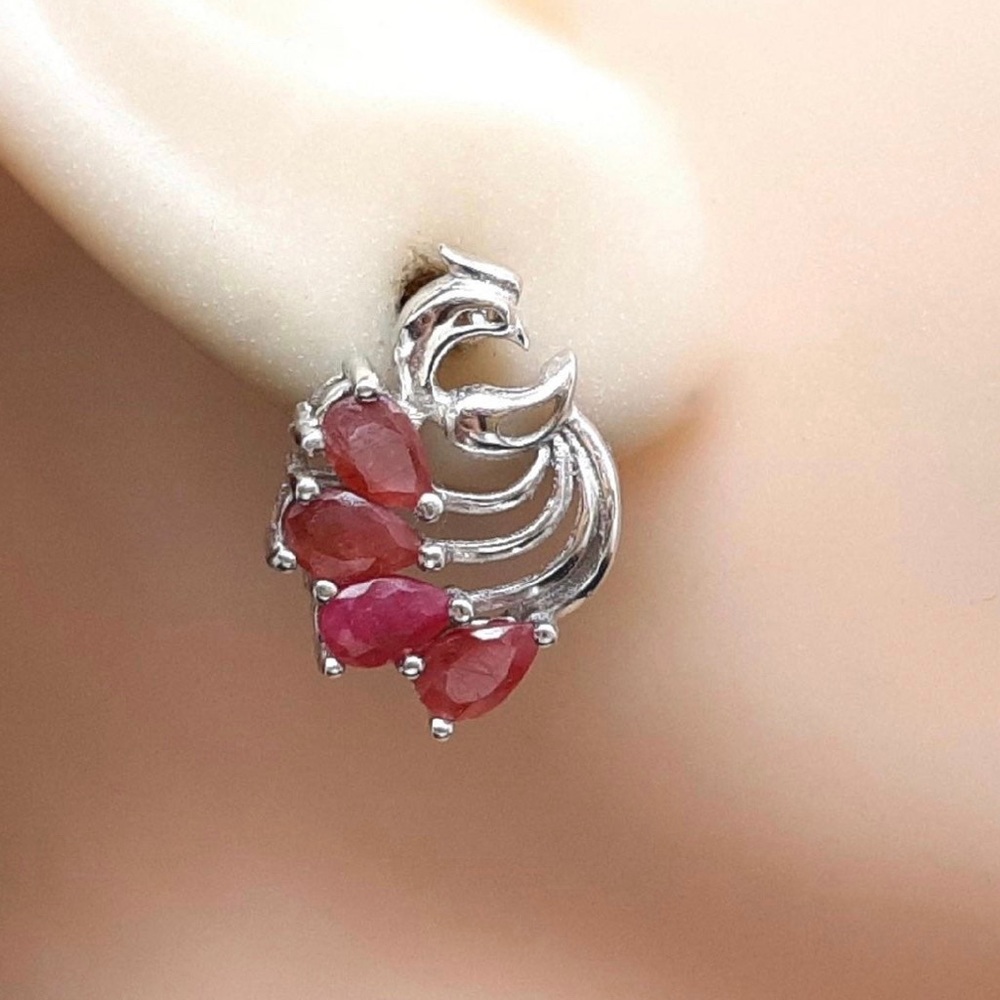 New Genuine 2.40ctw Ruby Earrings in Solid .925 Sterling Silver!